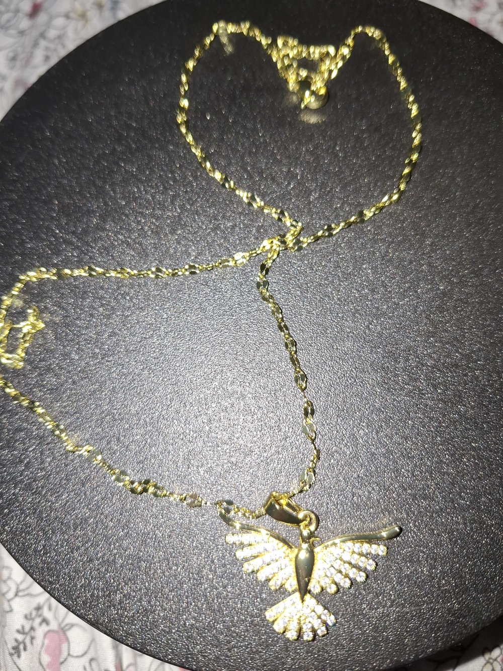 Dove Wing Pendant Necklace in Gold with Crystal Accents